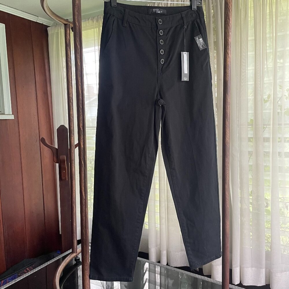 NWT Stitch Star High Waist Button Ankle Jeans Better Cotton Black Womens Size 8